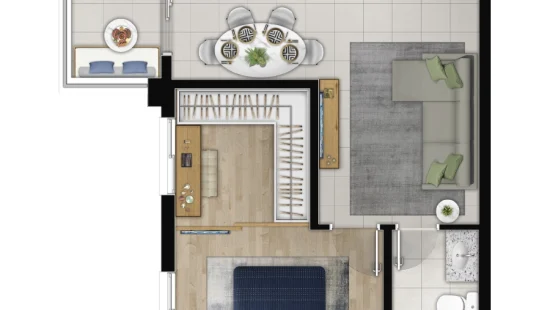 Perspectiva Ilustrada - Planta 43,75m²